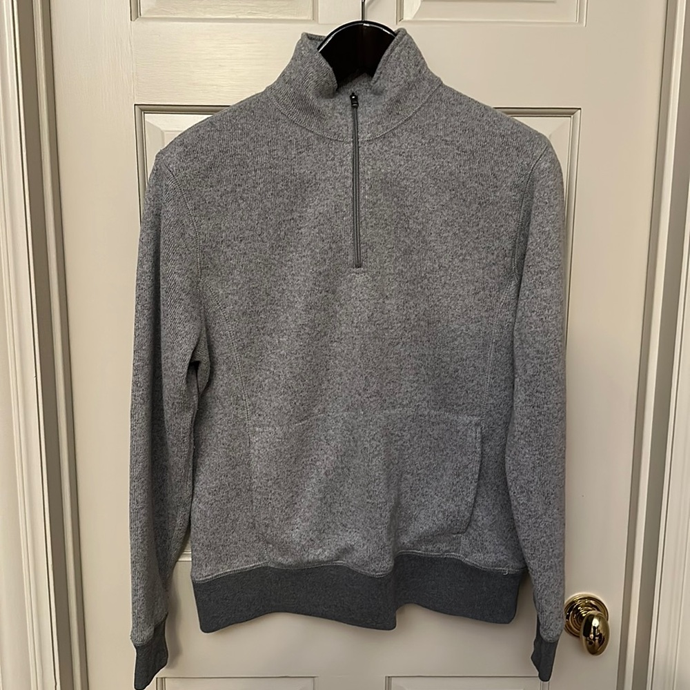 Men’s J. Crew Zip Neck Poly Pullover ‘Sporting Goods’ Sweater - M, Gray